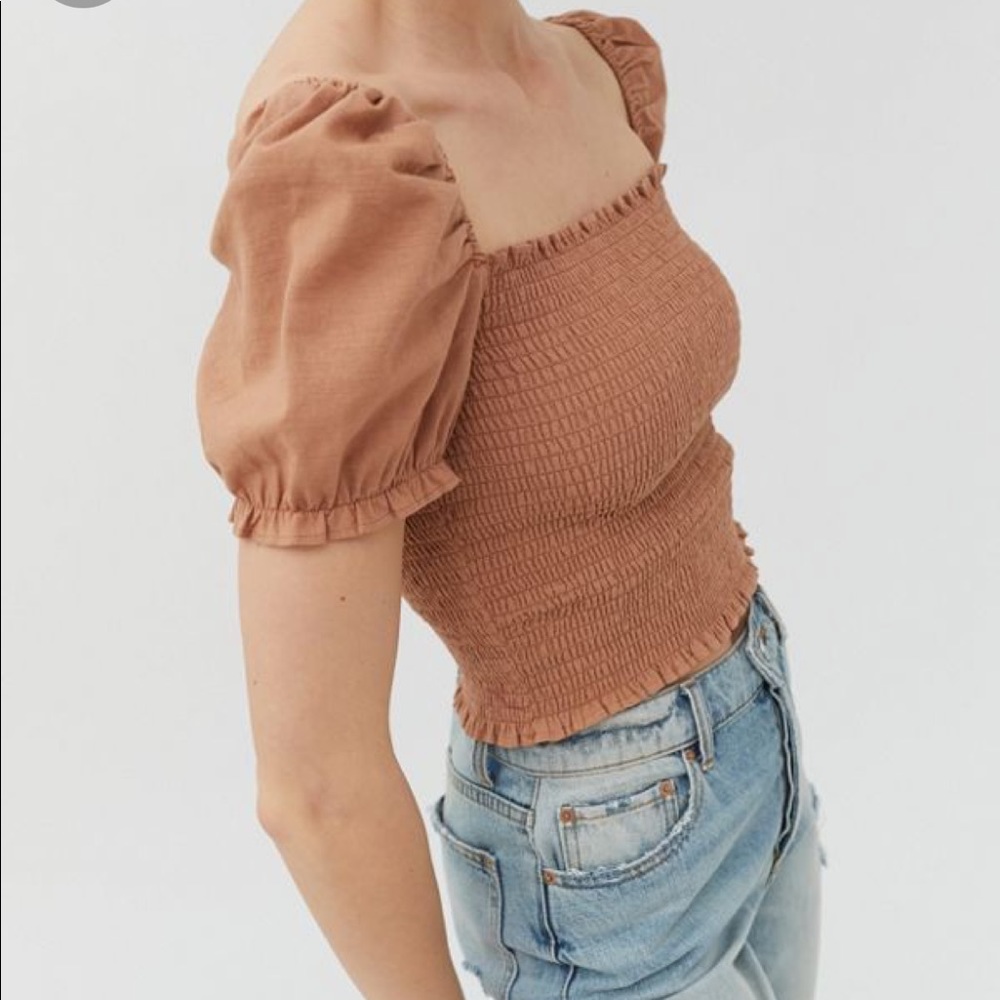 Urban Outfitters Light Brown Smocked Top